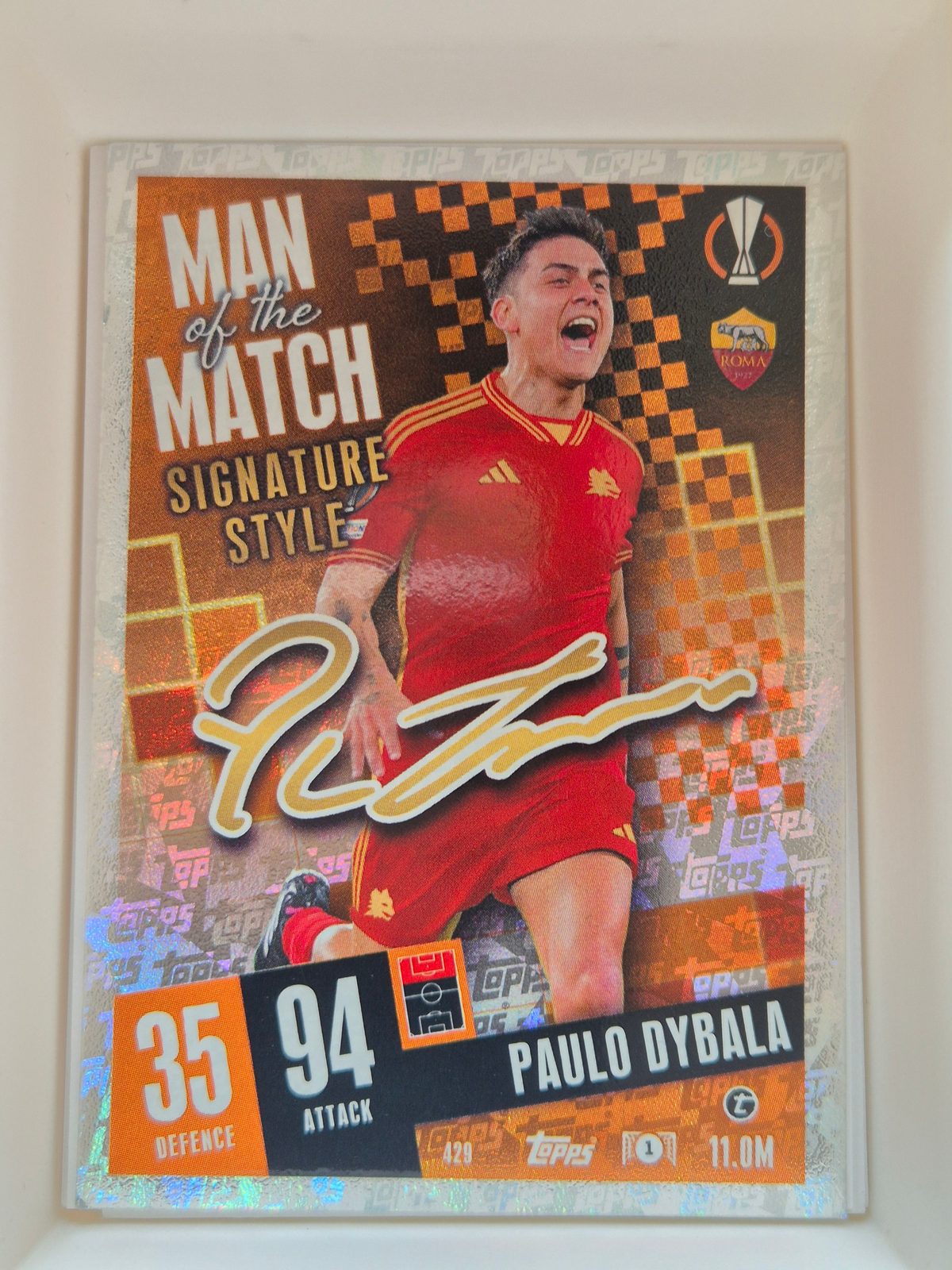 Paulo Dybala – AS Roma – Topps Match Attax 2022/23 Man of the Match Signature Style Autograph