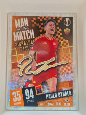 Paulo Dybala – AS Roma – Topps Match Attax 2022/23 Man of the Match Signature Style Autograph – AS Roma – Match Attax – 2022/23 gyűjtői kártya