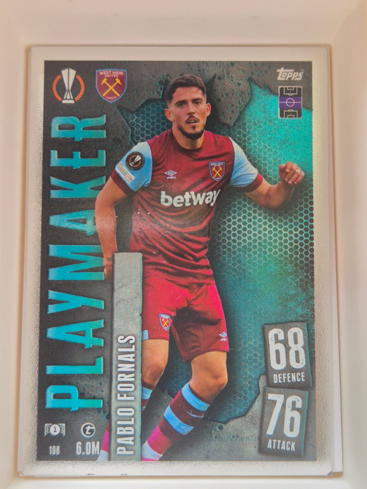 Pablo Fornals – West Ham United – Topps Match Attax UEFA Club Competitions Playmaker #108