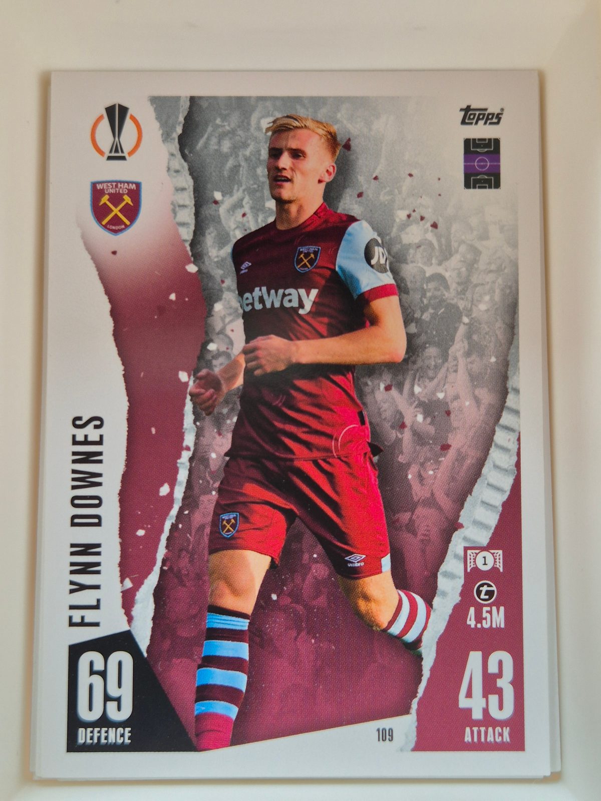 Flynn Downes – West Ham United – Topps Match Attax UEL 2023/24 #109 Base
