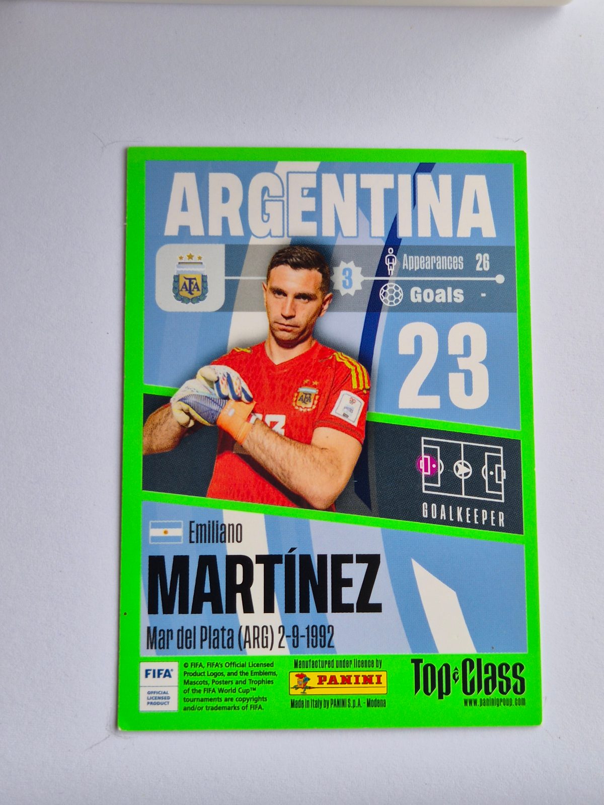 Emiliano Martínez – Argentina – Panini Top Class #1