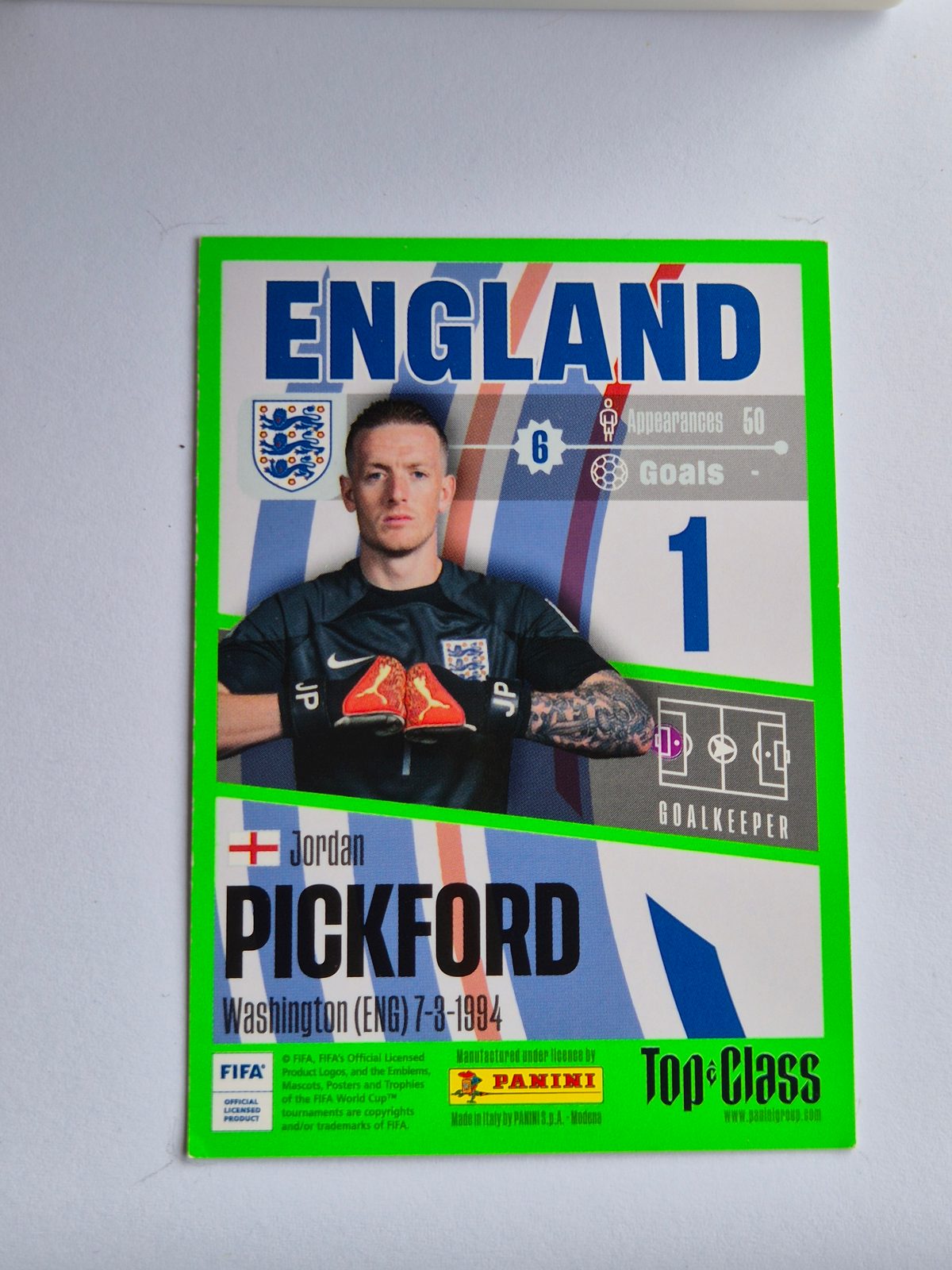 Jordan Pickford – England – Panini Top Class 2022/23 #3 Base