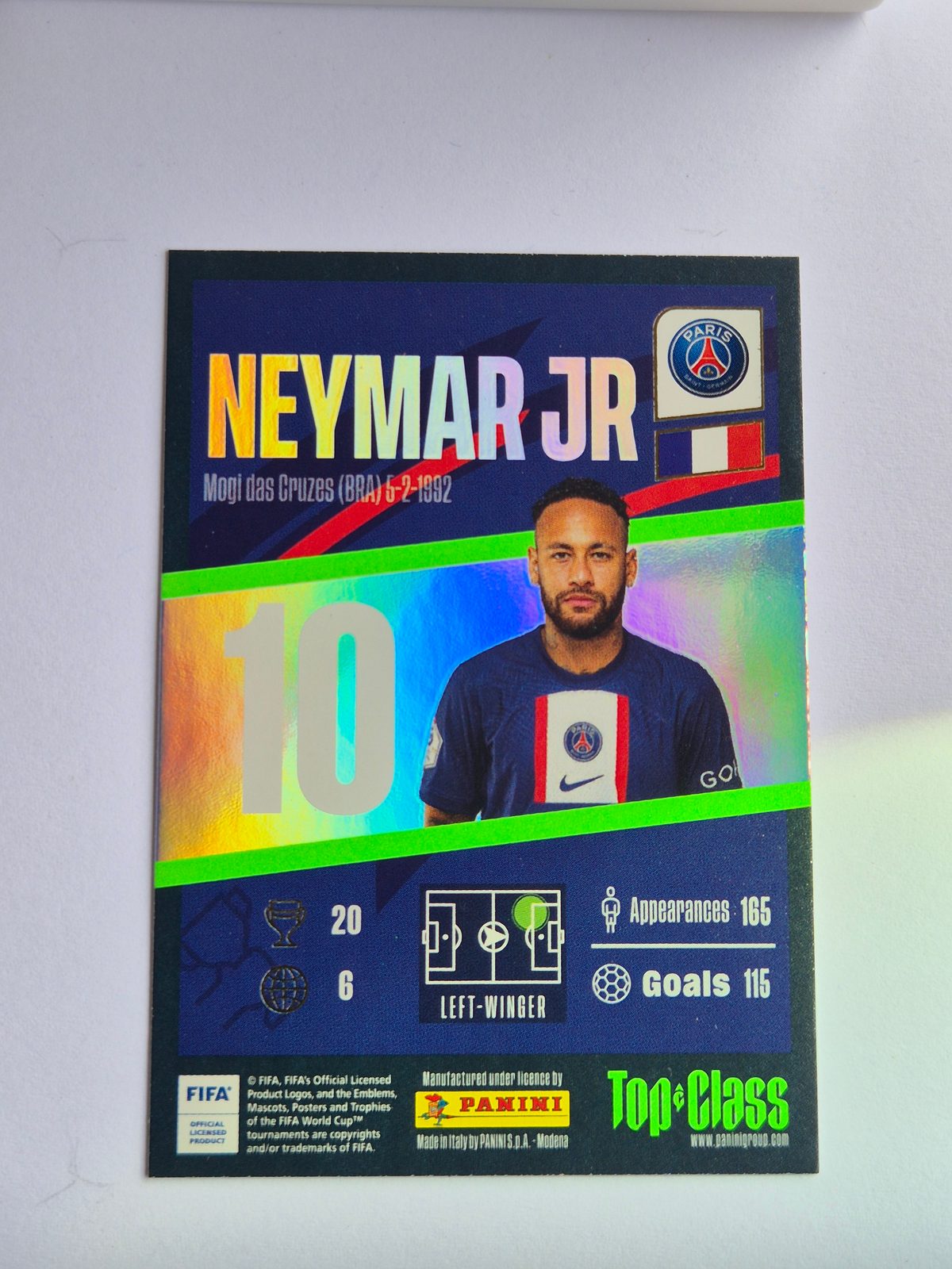 Neymar Jr – Paris Saint-Germain – Panini Top Class #196 Winner Insert