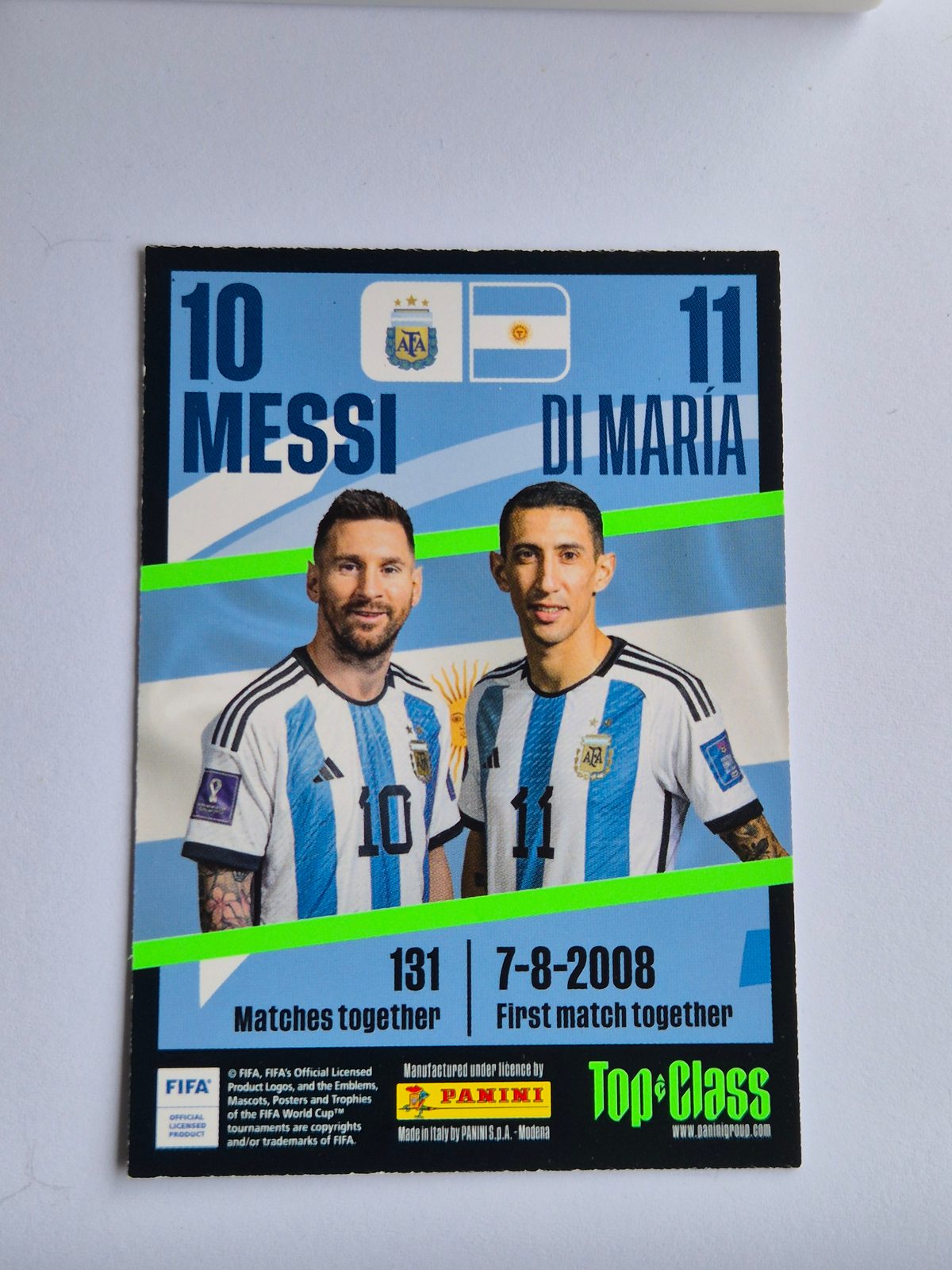 Lionel Messi Ángel Di María Argentina Panini Top Class TC 213
